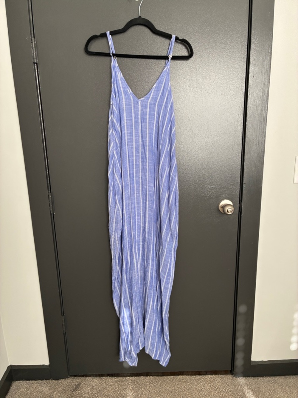 Elan Blue Striped Lightweight Maxi Dress Sz S
